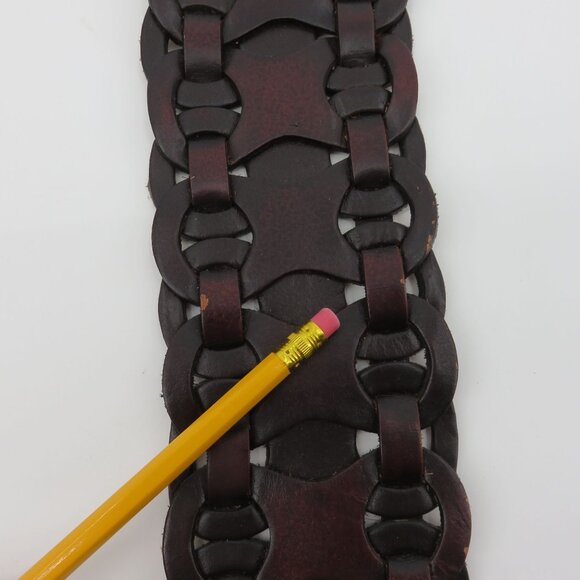 Mossimo Supply Co Women XL Extra Large Brown Leather Woven Wide Belt 2010 NEW - Picture 4 of 10